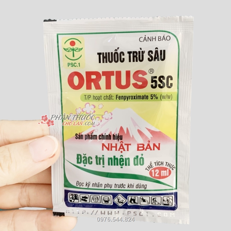 Thuốc trừ nhện Ortus 5SC ở dạng nhũ dầu, thuốc có màu nâu nhạt chứa Fenpyroximate 5% (w/w)